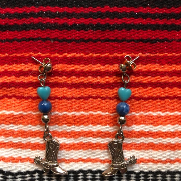Boots With Spurs Beaded Earrings - Picture 2 of 2